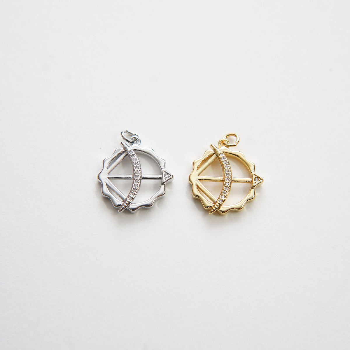 18K Gold Filled Bow CZ Charm Pendant for Jewelry Making