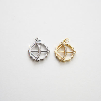 18K Gold Filled Bow CZ Charm Pendant for Jewelry Making
