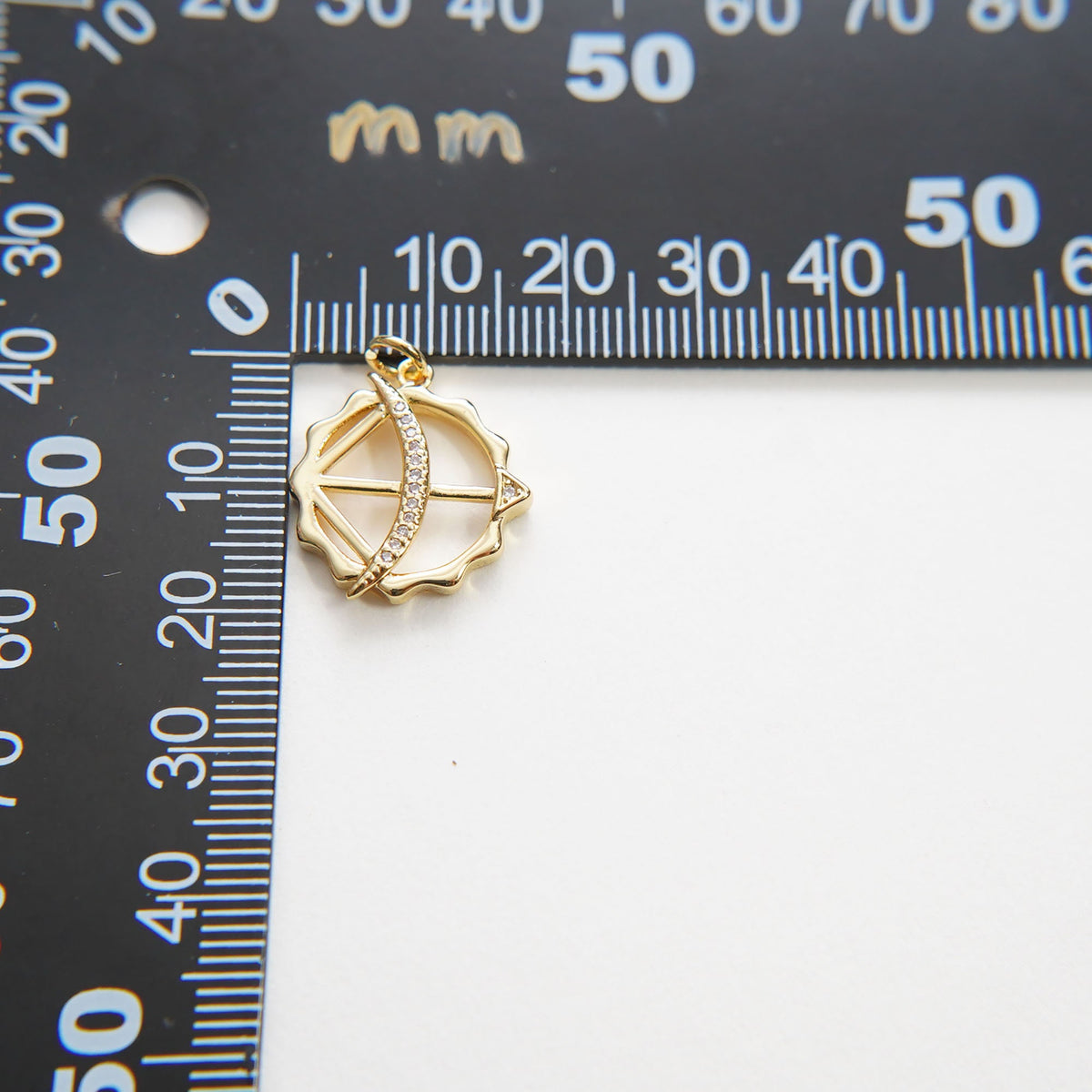 18K Gold Filled Bow CZ Charm Pendant for Jewelry Making