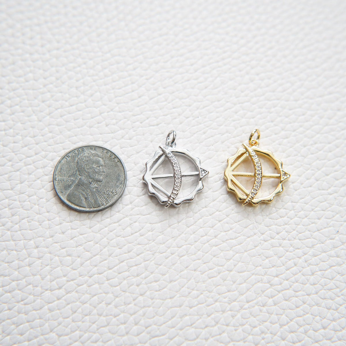 18K Gold Filled Bow CZ Charm Pendant for Jewelry Making