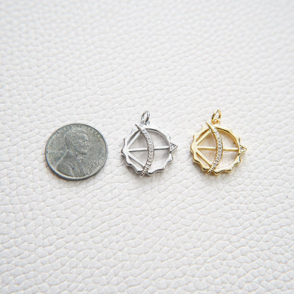 18K Gold Filled Bow CZ Charm Pendant for Jewelry Making