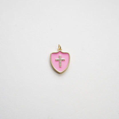 Gold Cross Charms,18K Gold Filled Cross Pendant,Enamel Charm Bracelet Necklace for DIY Jewelry Making Supply (15x21mm)