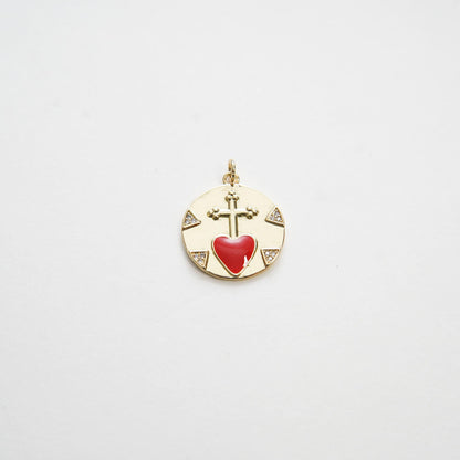 18K Gold Filled Heart Enamel Charm Pendant for Jewelry Making