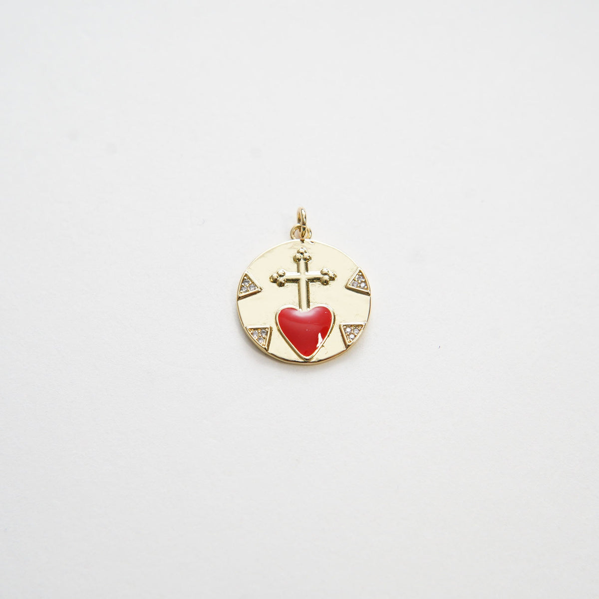 Gold Cross Heart Charms,18K Gold Filled Cross Pendant,Enamel Religion Charm Bracelet Necklace for DIY Jewelry Making Supply (