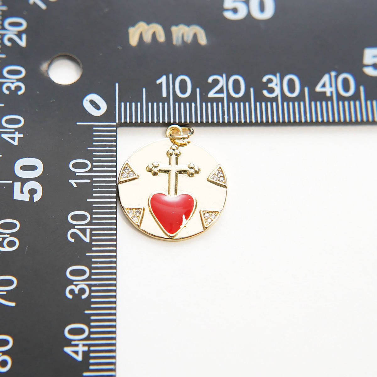 Gold Cross Heart Charms,18K Gold Filled Cross Pendant,Enamel Religion Charm Bracelet Necklace for DIY Jewelry Making Supply (
