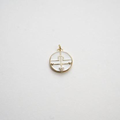 Gold Round Charms,18K Gold Filled Coin  Pendant,Enamel Charm Bracelet Necklace for DIY Jewelry Making Supply (18x19mm)