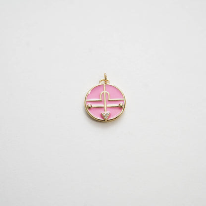 Gold Round Charms,18K Gold Filled Coin  Pendant,Enamel Charm Bracelet Necklace for DIY Jewelry Making Supply (18x19mm)