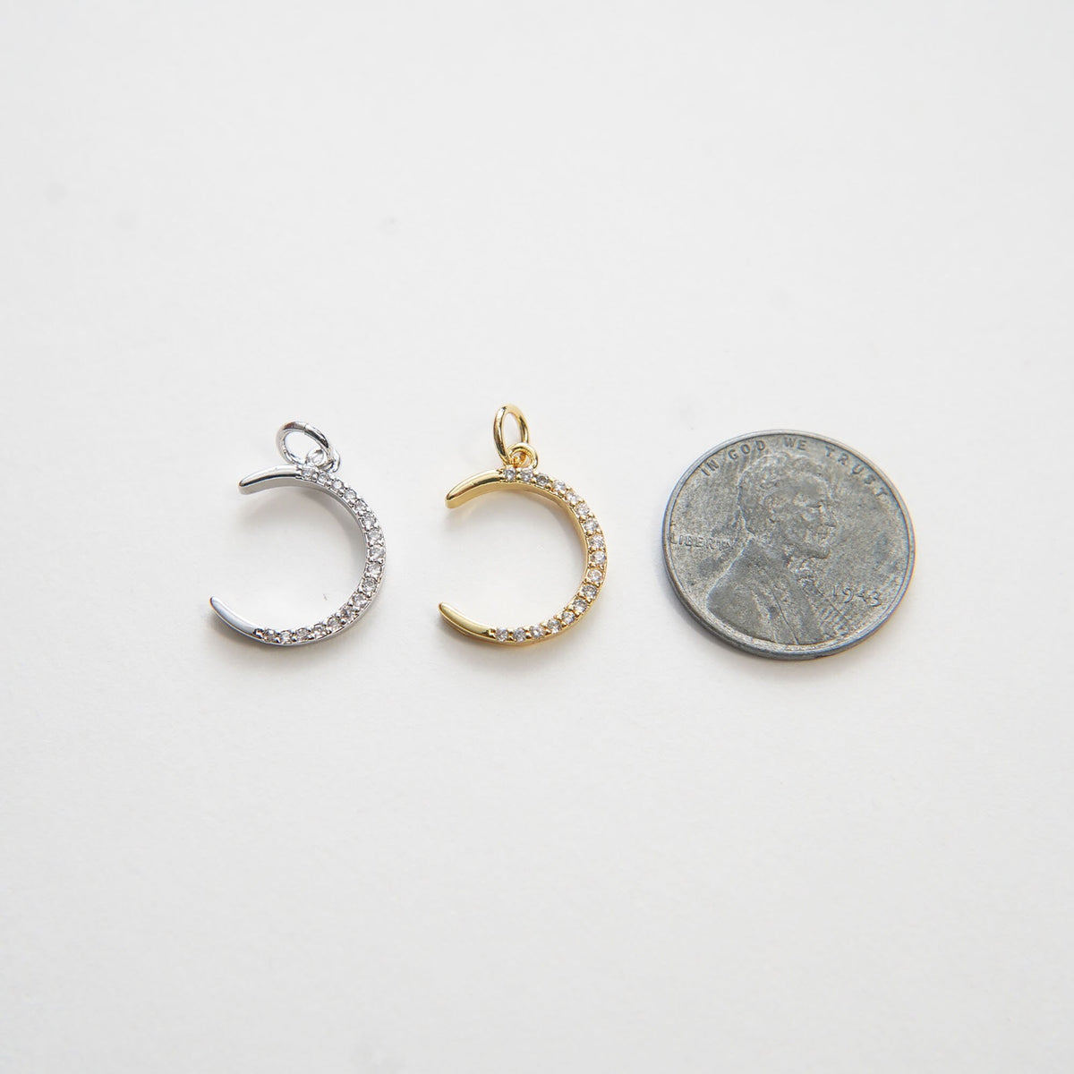 Gold Moon Charms,18K Gold Filled Moon Pendant,Celestial Charm Bracelet Necklace for DIY Jewelry Making Supply (14x31mm)
