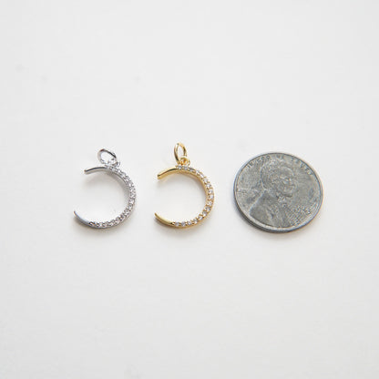 Gold Moon Charms,18K Gold Filled Moon Pendant,Celestial Charm Bracelet Necklace for DIY Jewelry Making Supply (14x31mm)
