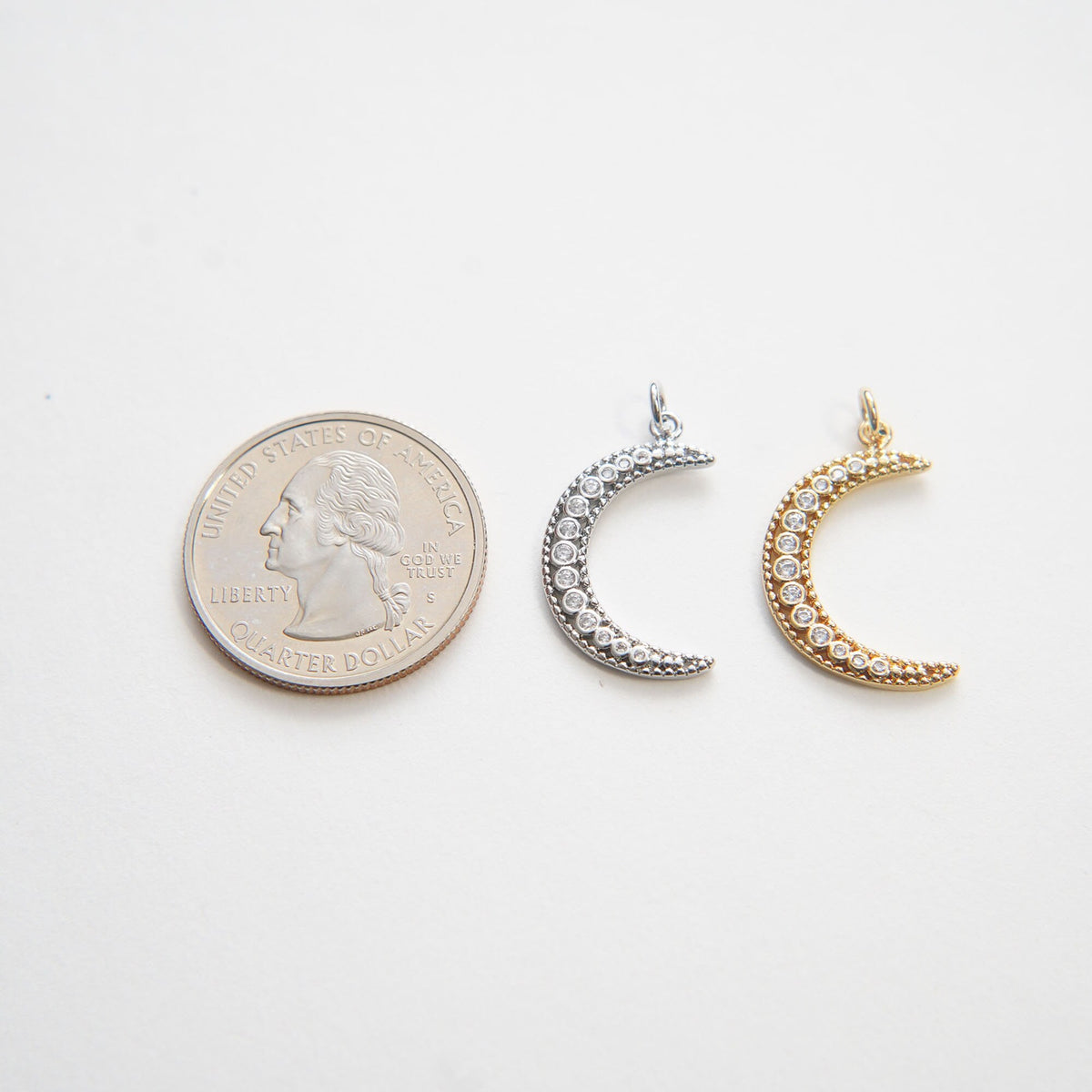 Gold Moon Charms,18K Gold Filled Moon Pendant,Celestial Charm Bracelet Necklace for DIY Jewelry Making Supply