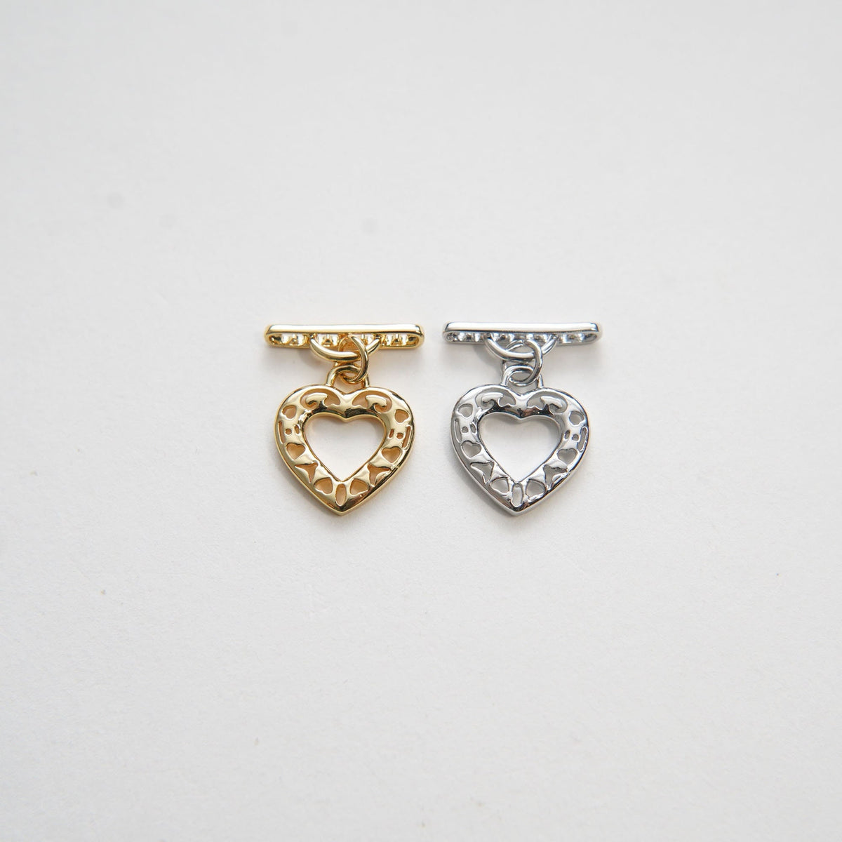 18K Gold Heart Toggle Clasp, Gold OT Clasp Fancy Design OT Clasp Bulk Supply for Bracelet Necklace Component
