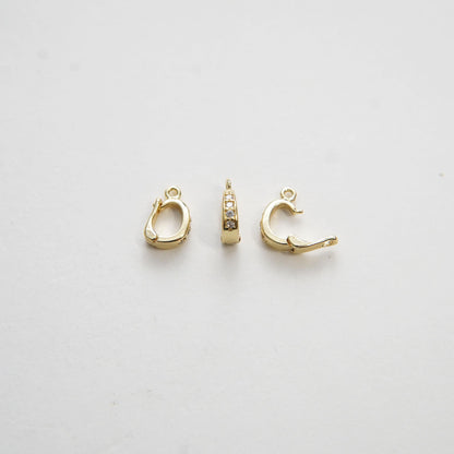 18k Gold Shortener Enhancer Clasp for Bracelet Necklace, Gold CZ Zircon Clasp, Shortener Clasp