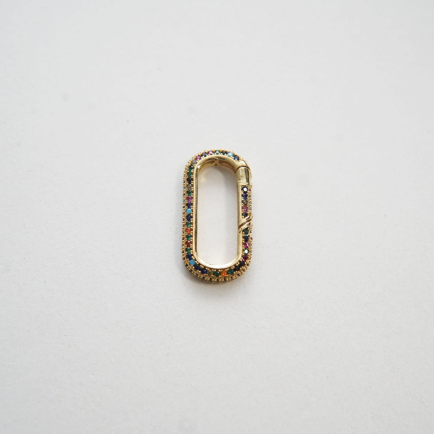 18K Gold Filled CZ Oval Carabiner Clasp,Buckle Clasp,Carabiner Screw Clasp,Turnbuckle,for DIY Jewelry