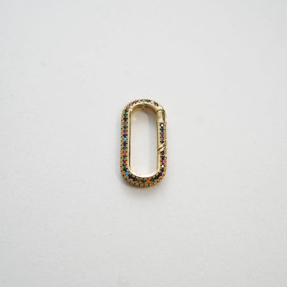 18K Gold Filled CZ Oval Carabiner Clasp,Buckle Clasp,Carabiner Screw Clasp,Turnbuckle,for DIY Jewelry