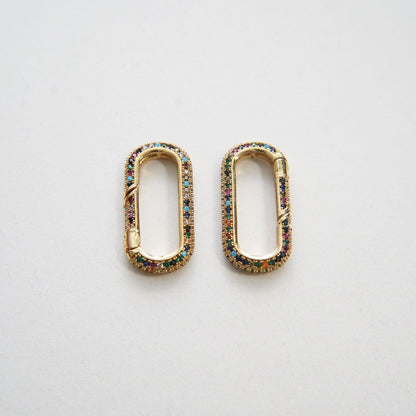 18K Gold Filled Cubic Zirconia Oval Clasp for Jewelry Making
