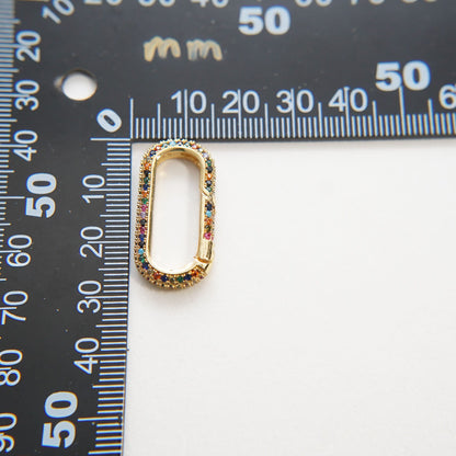 18K Gold Filled CZ Oval Carabiner Clasp,Buckle Clasp,Carabiner Screw Clasp,Turnbuckle,for DIY Jewelry