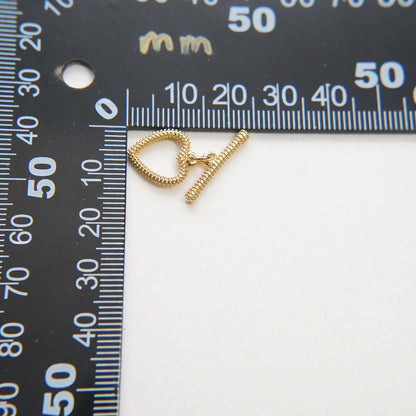 18K Gold Heart Toggle Clasp, Gold OT Clasp Fancy Design OT Clasp Bulk Supply for Bracelet Necklace Component