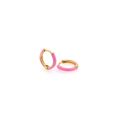 1pair 18K Gold Filled Colorful Enamel Hoops Earrings,Gold Earrings,Dainty Hoops Huggie,Gold Huggies Hoop Earrings 13x2.5mm