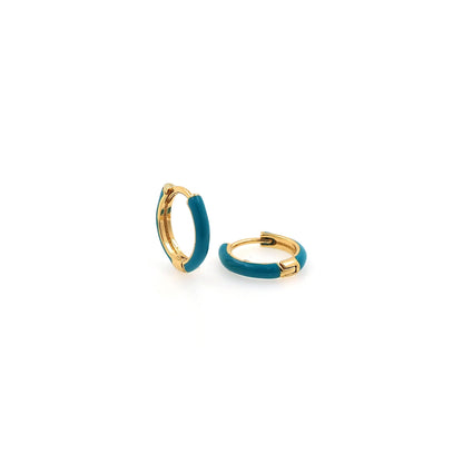 1pair 18K Gold Filled Colorful Enamel Hoops Earrings,Gold Earrings,Dainty Hoops Huggie,Gold Huggies Hoop Earrings 13x2.5mm