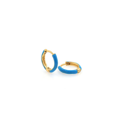 1pair 18K Gold Filled Colorful Enamel Hoops Earrings,Gold Earrings,Dainty Hoops Huggie,Gold Huggies Hoop Earrings 13x2.5mm