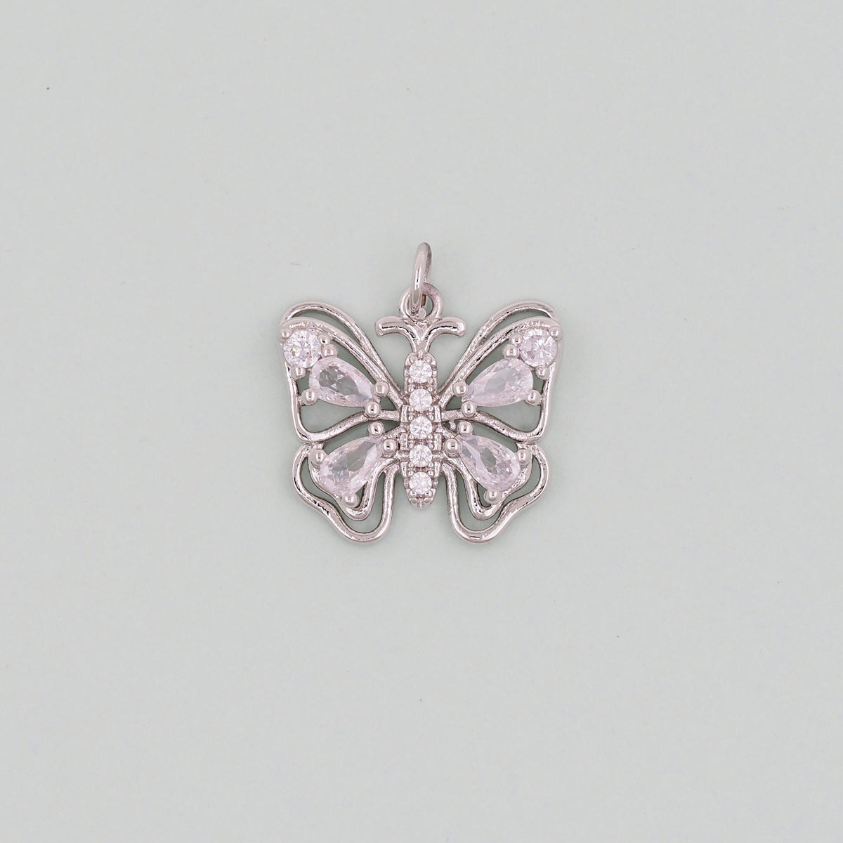 Gold Butterfly Charm,18K Gold Filled Cubic Zirconia Butterfly Pendant,Silver Butterfly Charm Bracelet Necklace for DIY Jewelr