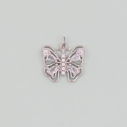Gold Butterfly Charm,18K Gold Filled Cubic Zirconia Butterfly Pendant,Silver Butterfly Charm Bracelet Necklace for DIY Jewelr