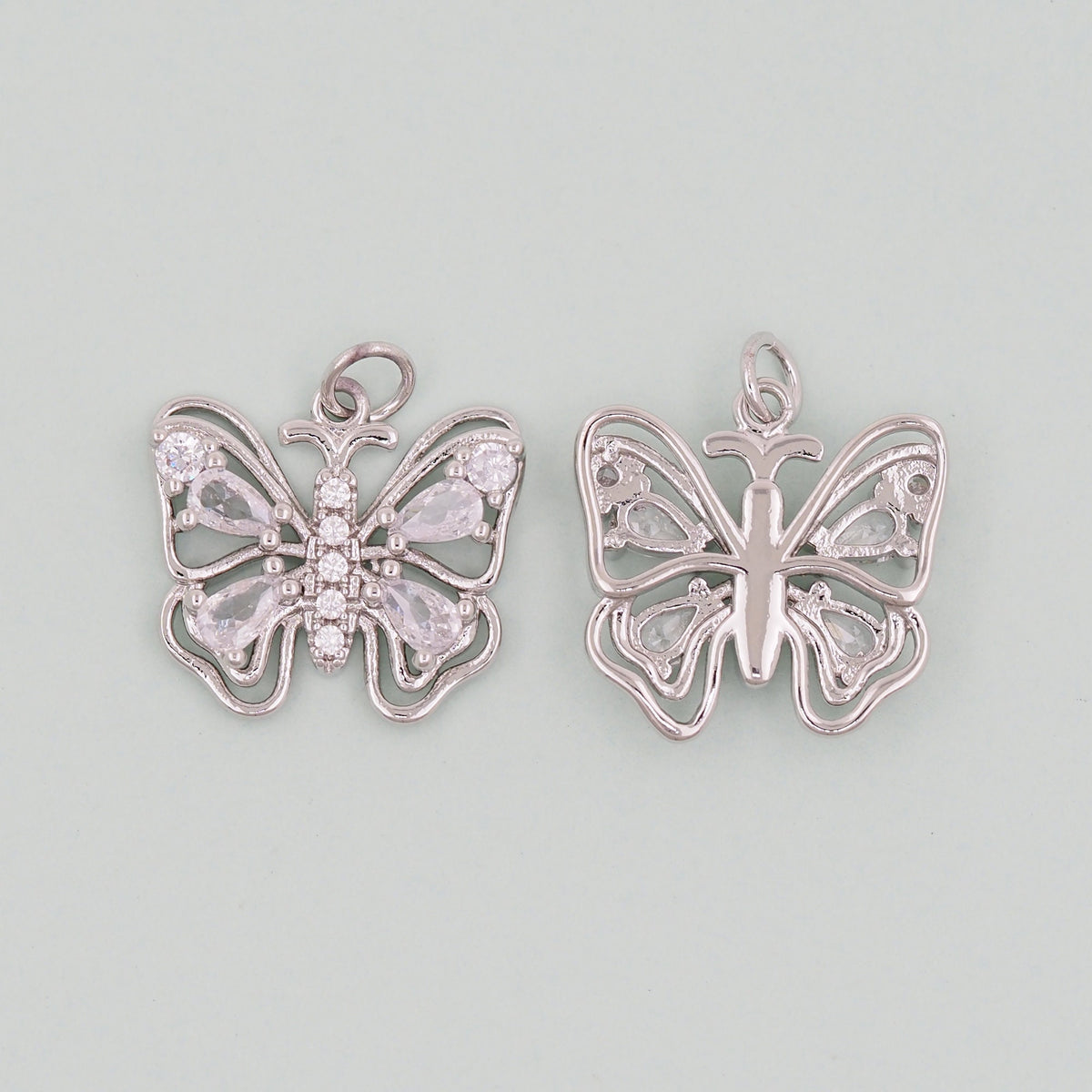 Gold Butterfly Charm,18K Gold Filled Cubic Zirconia Butterfly Pendant,Silver Butterfly Charm Bracelet Necklace for DIY Jewelr