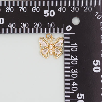 Gold Butterfly Charm,18K Gold Filled Cubic Zirconia Butterfly Pendant,Silver Butterfly Charm Bracelet Necklace for DIY Jewelry Making Supply