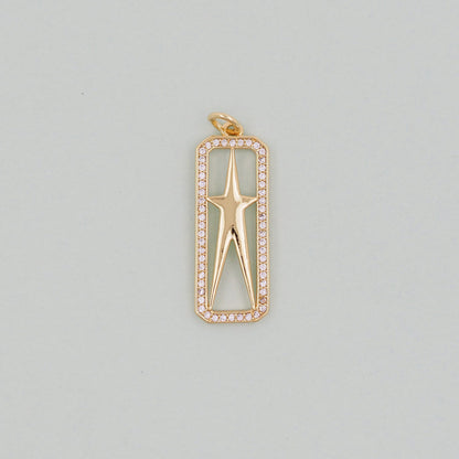 Gold Rectangle Star Charms,18K Gold Filled Star Pendant,Silver Star Charm Bracelet Necklace for DIY Jewelry Making Supply