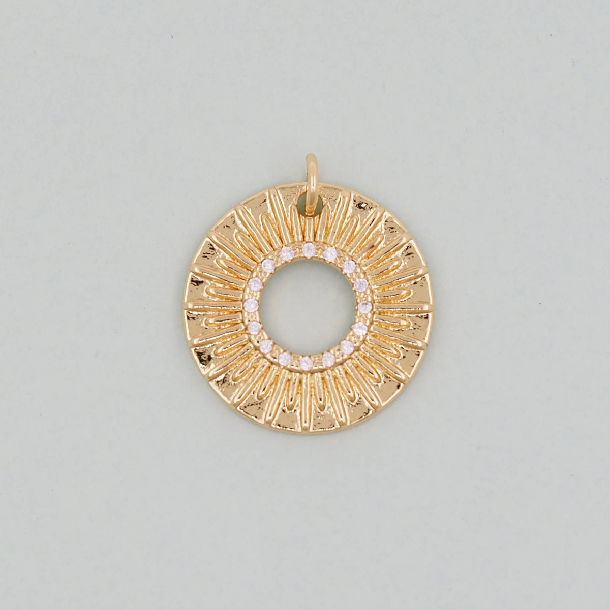 Gold Sun Charms,18K Gold Filled Round Coin Pendant,Celestial Charm Bracelet Necklace for DIY Jewelry Making Supply