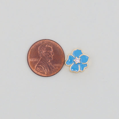 Gold Enamel Flower Bead Charms,18K Gold Filled CZ flower Pendant,Silver flower Charm Bracelet Necklace for DIY Jewelry Making