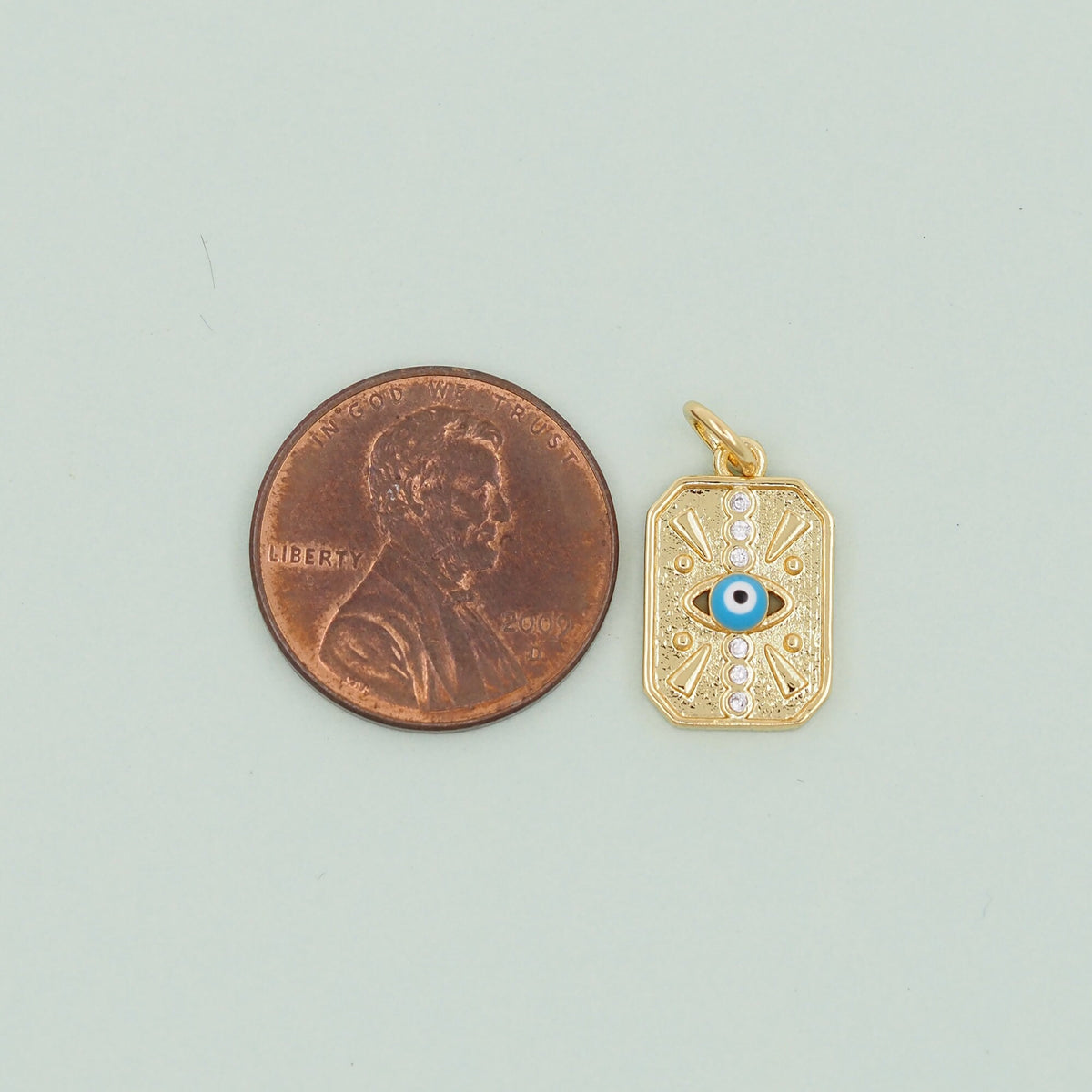 Gold Rectangle Evil Eye Charms,18K Gold Filled Evil Eye Pendant,Evil Eye Charm Bracelet Necklace for DIY Jewelry Making Suppl