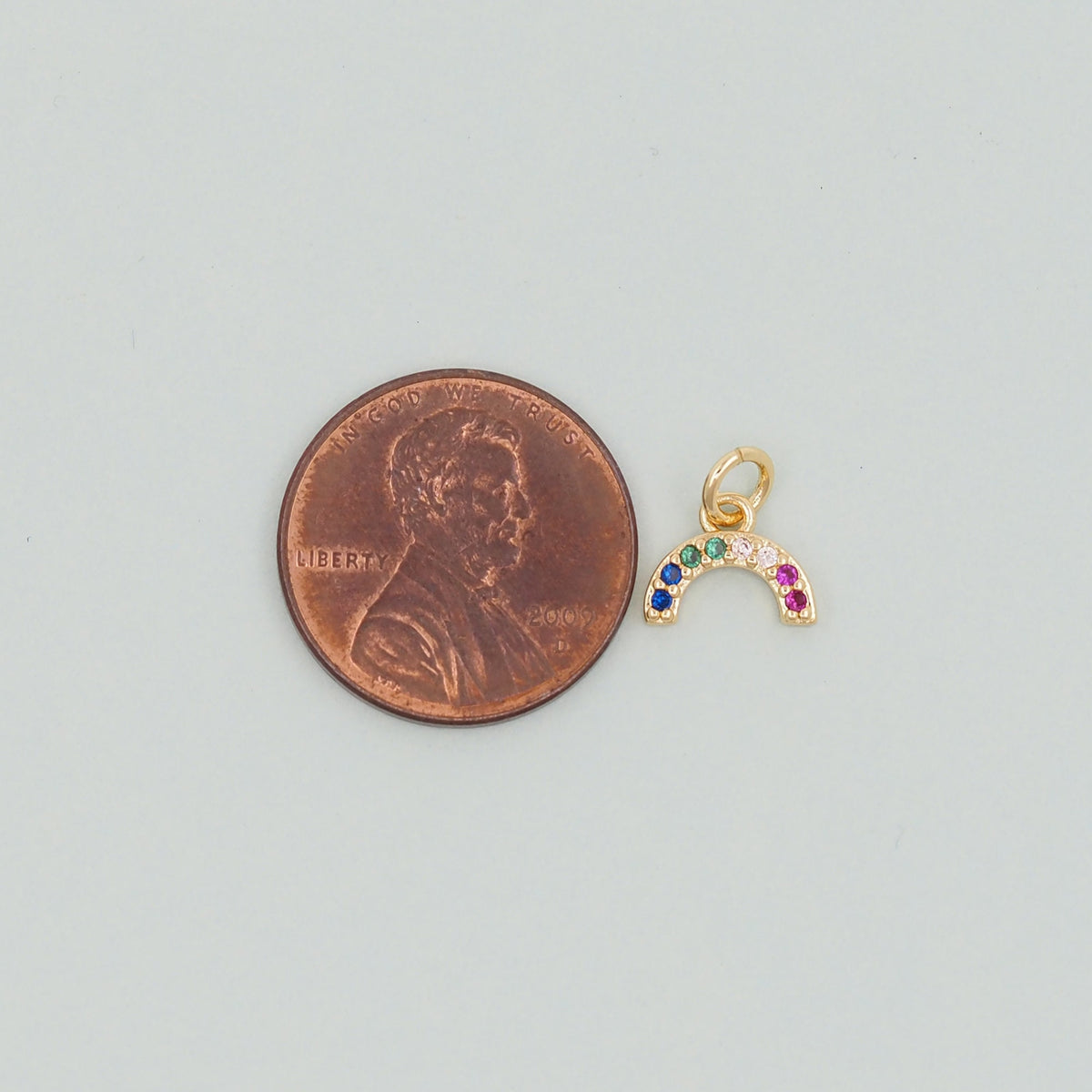 Gold Rainbow Charms,18K Gold Filled CZ rainbow Pendant,Silver rainbow Charm Bracelet Necklace for DIY Jewelry Making Supply
