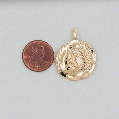 Gold Coin Charms,18K Gold Filled coin Pendant,Silver Round Coin Charm Bracelet Necklace for DIY Jewelry Making Supply