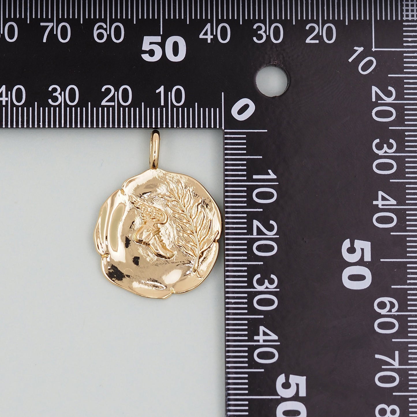 Gold Coin Charms,18K Gold Filled coin Pendant,Silver Round Coin Charm Bracelet Necklace for DIY Jewelry Making Supply