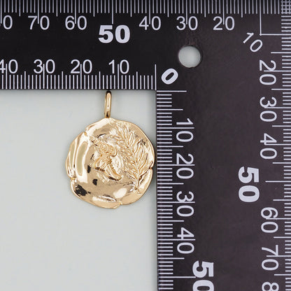 Gold Coin Charms,18K Gold Filled coin Pendant,Silver Round Coin Charm Bracelet Necklace for DIY Jewelry Making Supply