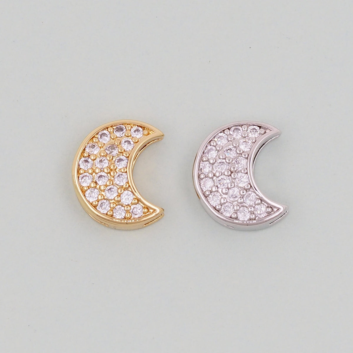 18K Gold Filled Moon CZ Charm Pendant for Jewelry Making
