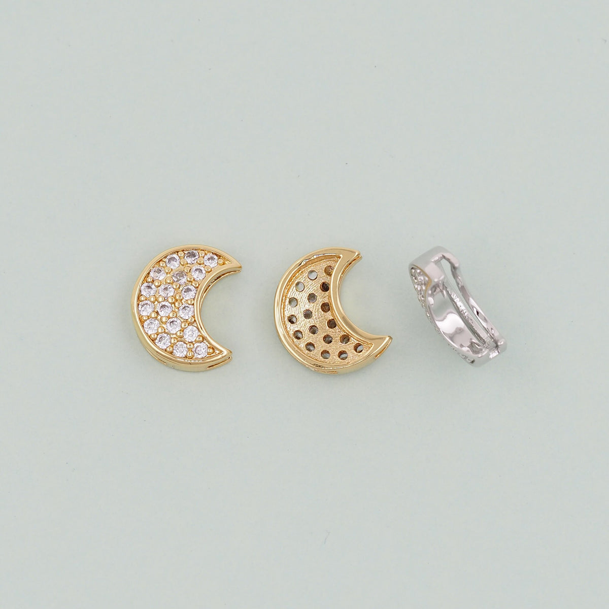 18K Gold Filled Moon CZ Charm Pendant for Jewelry Making