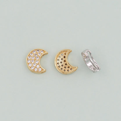 18K Gold Filled Moon CZ Charm Pendant for Jewelry Making