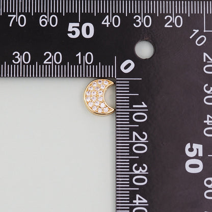 18K Gold Filled Moon CZ Charm Pendant for Jewelry Making