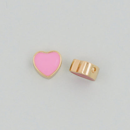 Gold Heart Beads Charms,18K Gold Filled Enamel Red Pink Heart Pendant,Heart Charm Bracelet Necklace for DIY Jewelry Making Supply