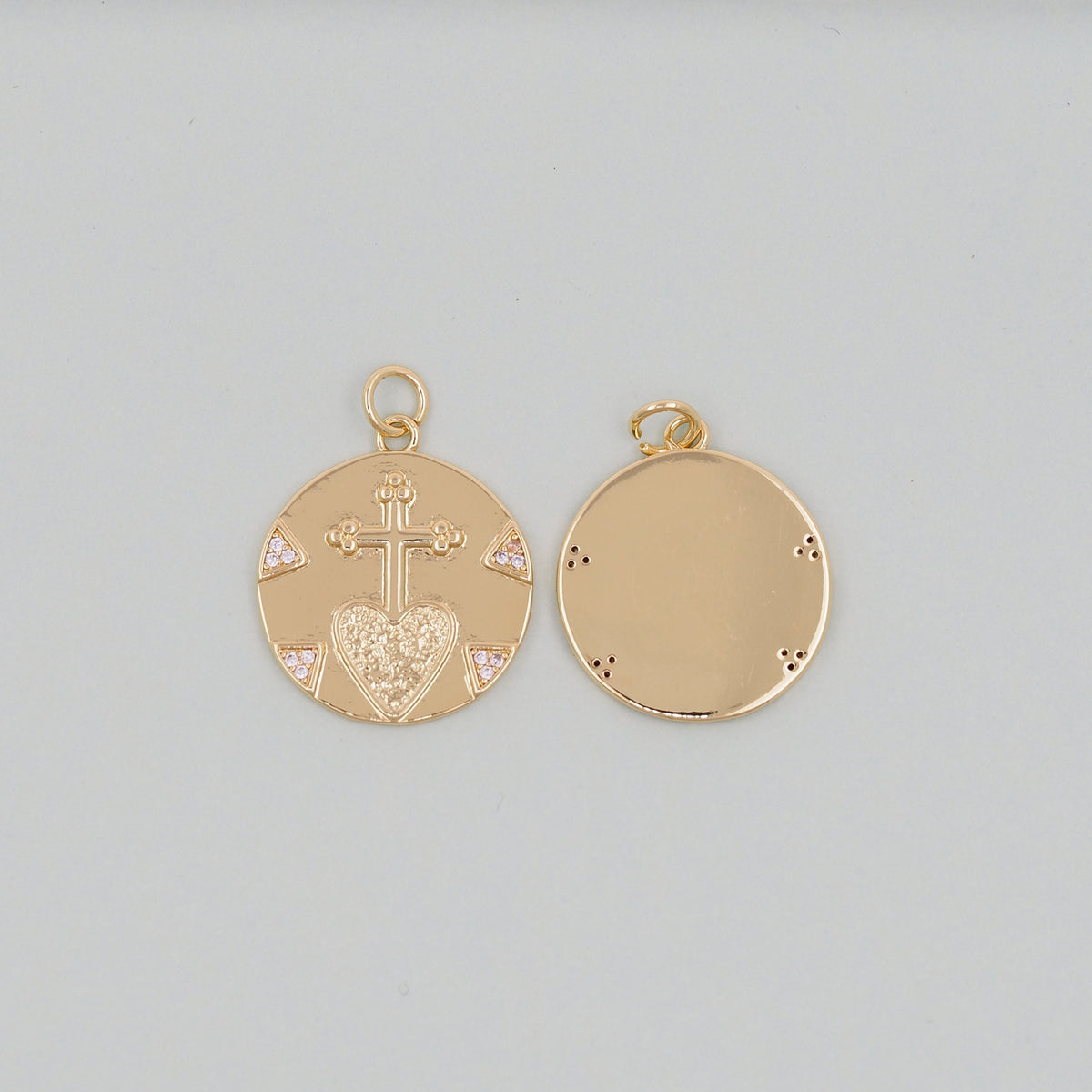 18K Gold Filled Sacred Heart CZ Charm Pendant for Jewelry Making