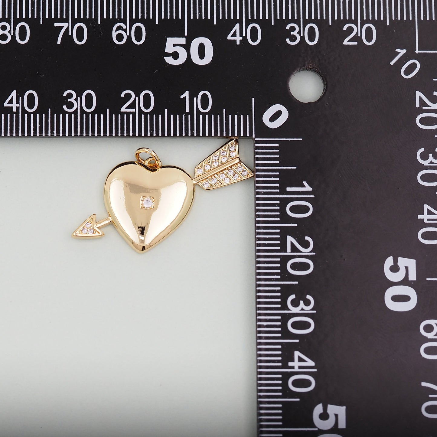Gold Arrow Heart Charms,18K Gold Filled CZ Heart Pendant,Cupid Charm Bracelet Necklace for DIY Jewelry Making Supply