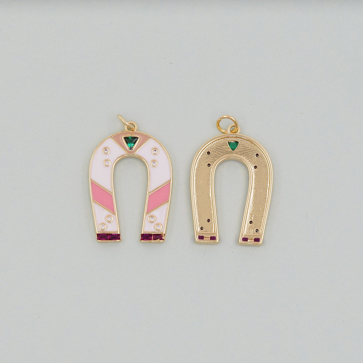 Gold horseshoe Charms,18K Gold Filled CZ horseshoe Pendant,horseshoe Charm Bracelet Necklace for DIY Jewelry Making Supply