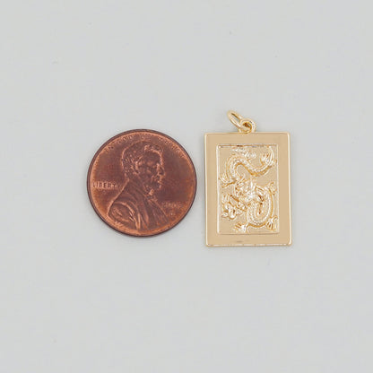 Gold Dragon Charm,18K Gold Filled Dragon Pendant,Silver Medal dragon Charm Bracelet Necklace for DIY Jewelry Making Supply