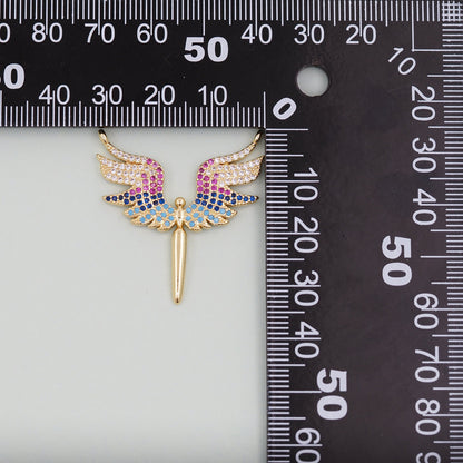18K Gold Filled Angel CZ Charm Pendant for Jewelry Making