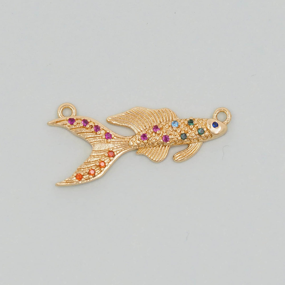 Gold Fish Charms,18K Gold Filled CZ fish Pendant,fish Charm Bracelet Necklace for DIY Jewelry Making Supply