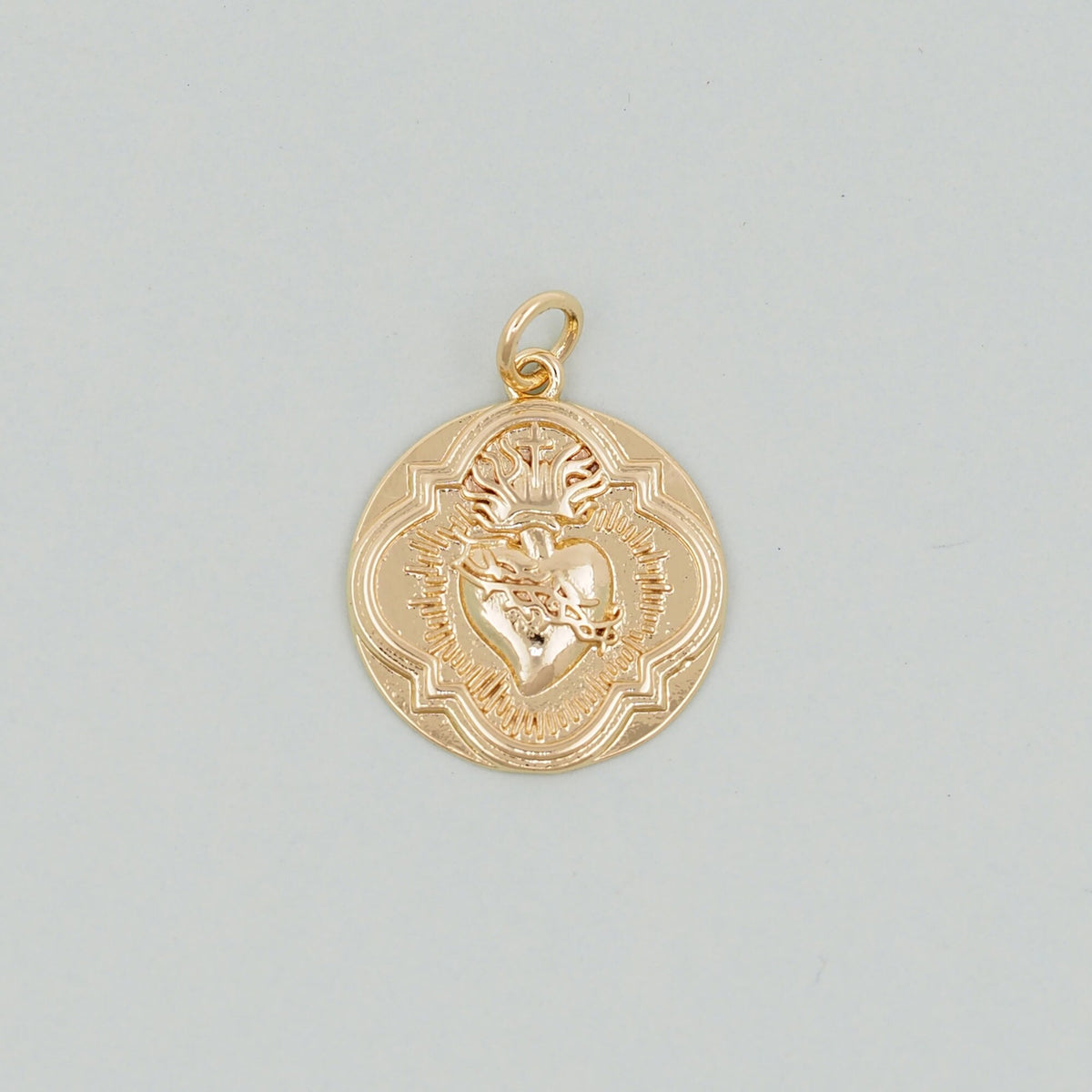 Gold sacred Heart Charms,18K Gold Filled sacred heart Pendant,Religious Charm Bracelet Necklace for DIY Jewelry Making Supply