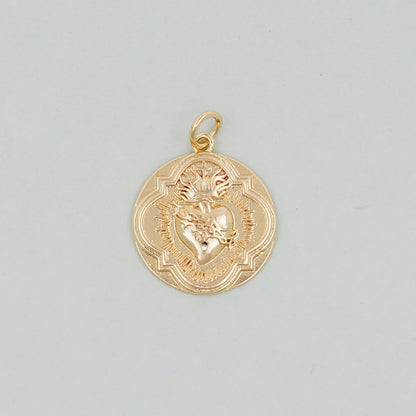 Gold sacred Heart Charms,18K Gold Filled sacred heart Pendant,Religious Charm Bracelet Necklace for DIY Jewelry Making Supply