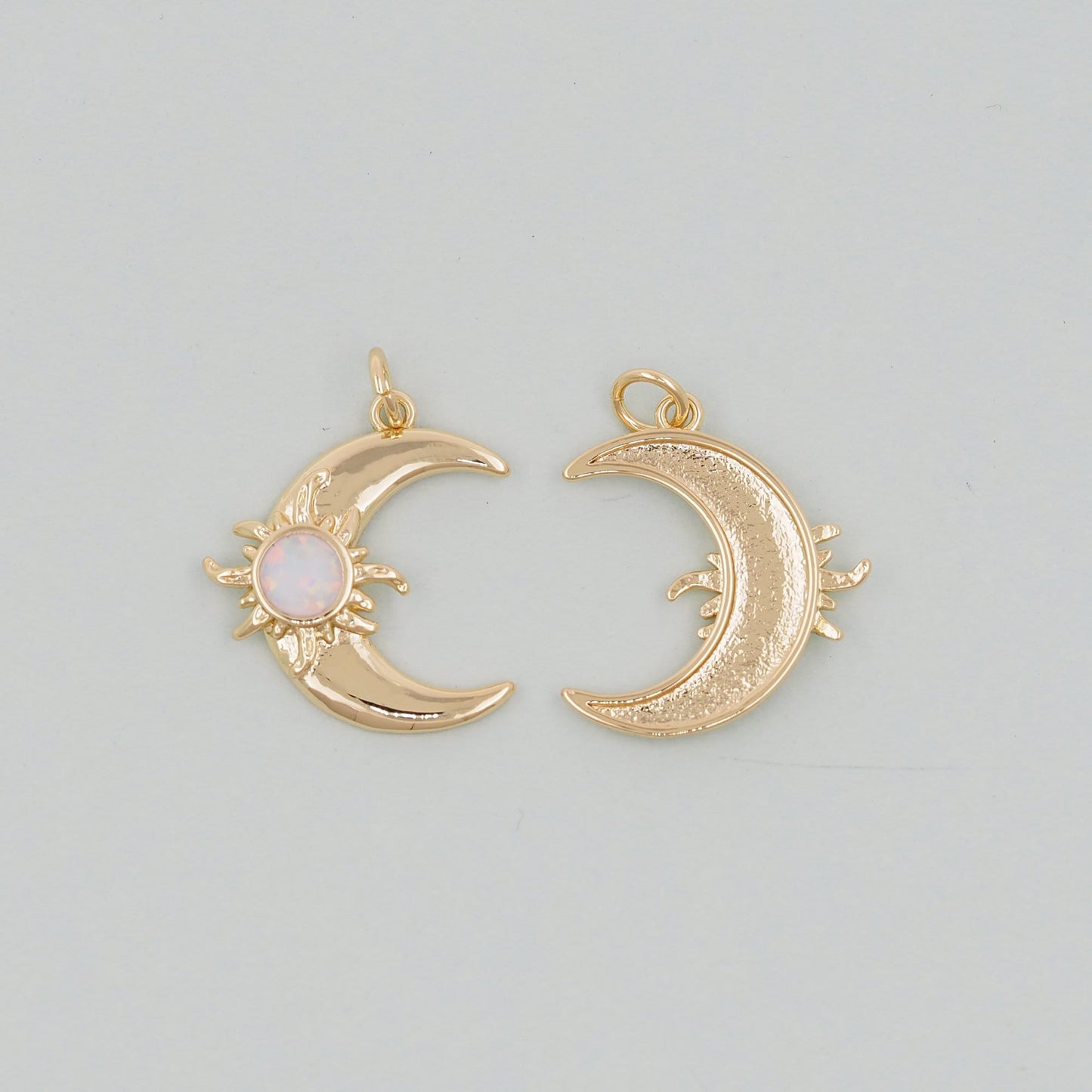 Gold Moon Charms,18K Gold Filled CZ Moon Pendant,Celestial Charm Bracelet Necklace for DIY Jewelry Making Supply